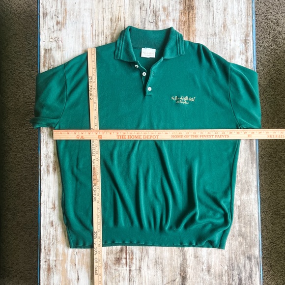*Rare* Vintage Beverly Hills Hotel & Bungalows Green Polo Shirt L Made in USA - Picture 7 of 11